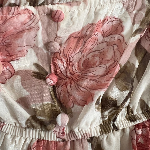 Chic Floral Maxi Dress - Pink and Cream - Picture 6 of 9